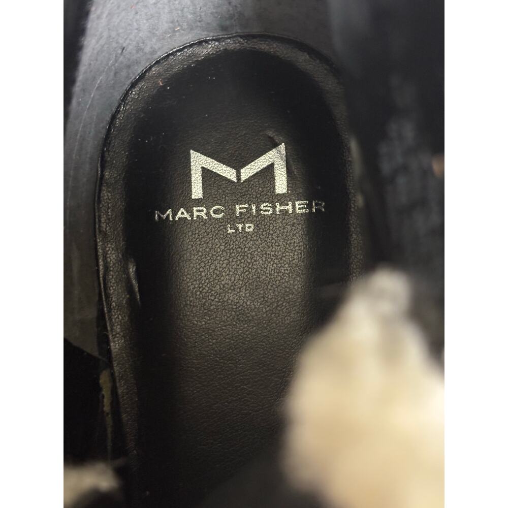 Marc Fisher LTD  Izzie Shearling Lug Sole Black Lace Up Ankle Boot Size 9 NEW - Picture 10 of 11